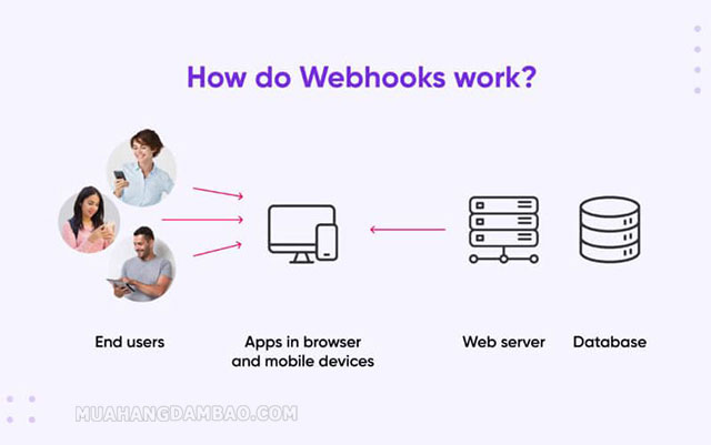 Webhook hoạt động bằng cách gửi thông tin đến điểm đích