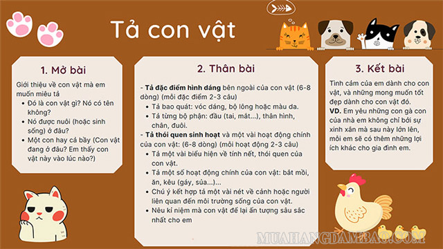 Dàn ý cho bài văn tả con vật 