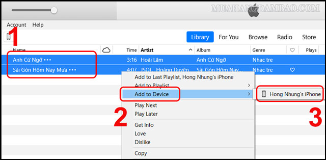 Copy bài hát từ iTunes trên máy tính vào iPhone của bạn