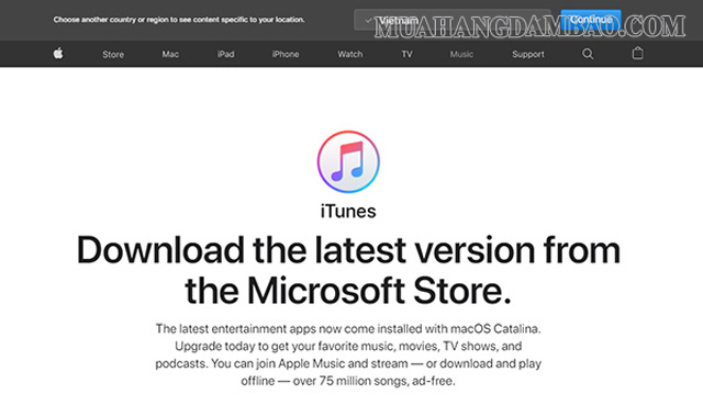 Tải iTunes từ trang web chính thức của hãng Apple