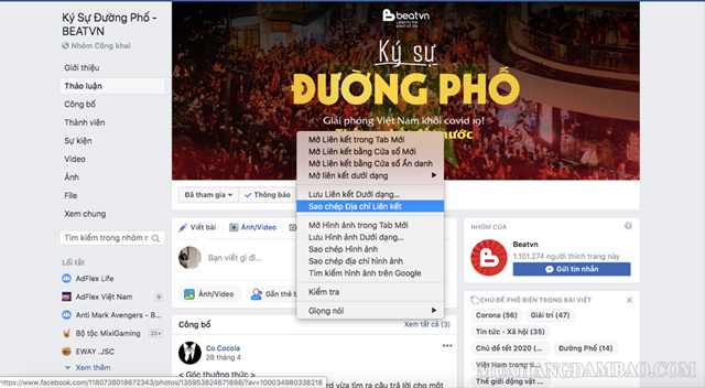 Cách tìm UID group cũng tương tự như lấy UID fanpage