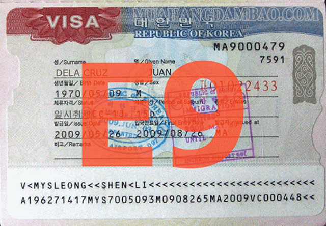 E9 thực tế là tên của một loại visa Hàn Quốc