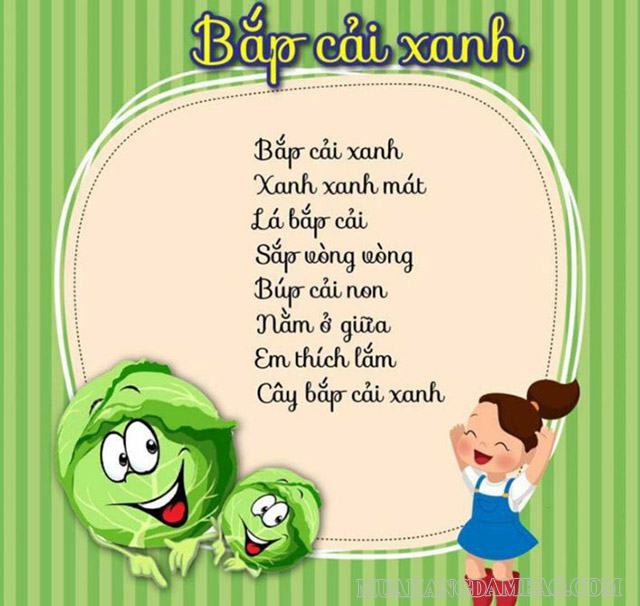 Bài thơ cho bé 2 tuổi: Bắp cải xanh