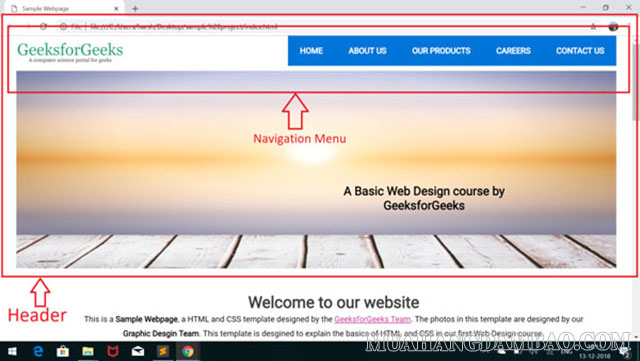 Header - phần đầu trang của website