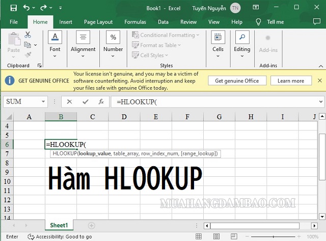 Hàm HLOOKUP trong excel